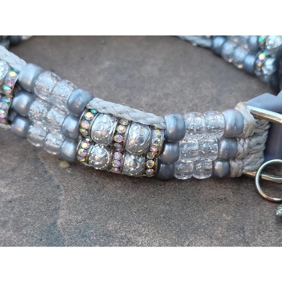 Custom Handmade Beaded Bling Dog Collar - Picture 2 of 3